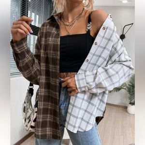 SHEIN brown/white flannel, never worn